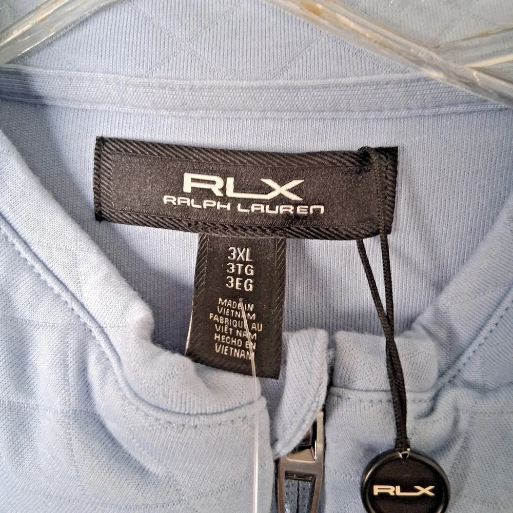 NWT RLX Ralph Lauren Quilted Quarter-Zip Pullover Blue Sweater Men's 3XL $175.00